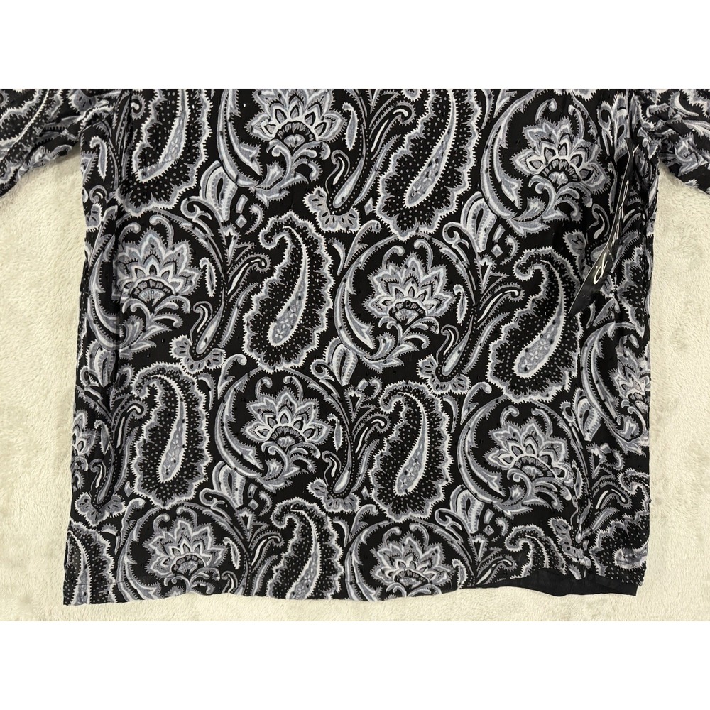Lola P Womens Top L Paisley Floral Beaded Semi Sheer Layered Gothic Whimsigoth - Picture 7 of 13